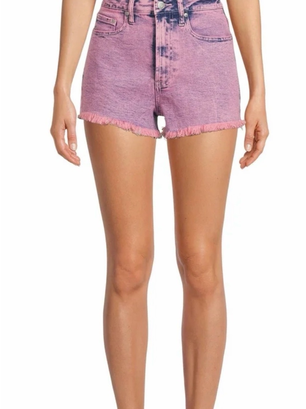 NWT High-Rise Pink acid washed Denim Cutoff Shorts with Frayed Hem